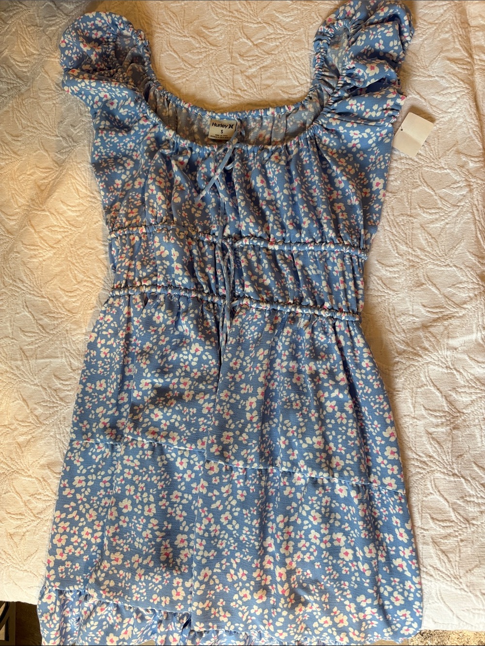 Hurley Blue Floral Smocked Sundress for Girls
